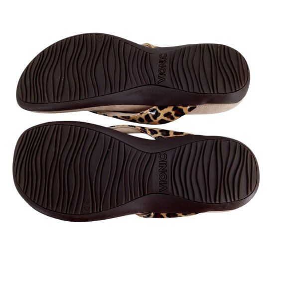 Vionic Davina Leopard Thong Flip Flops Sandals Size 6 Comfort Tan Brown Animal - Picture 6 of 13